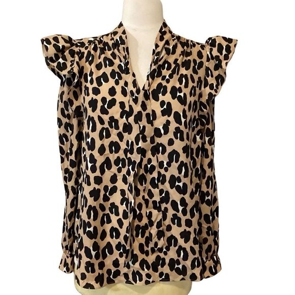 Kate Spade Forest Feline Tie-neck Top Blouse Small - Picture 6 of 15